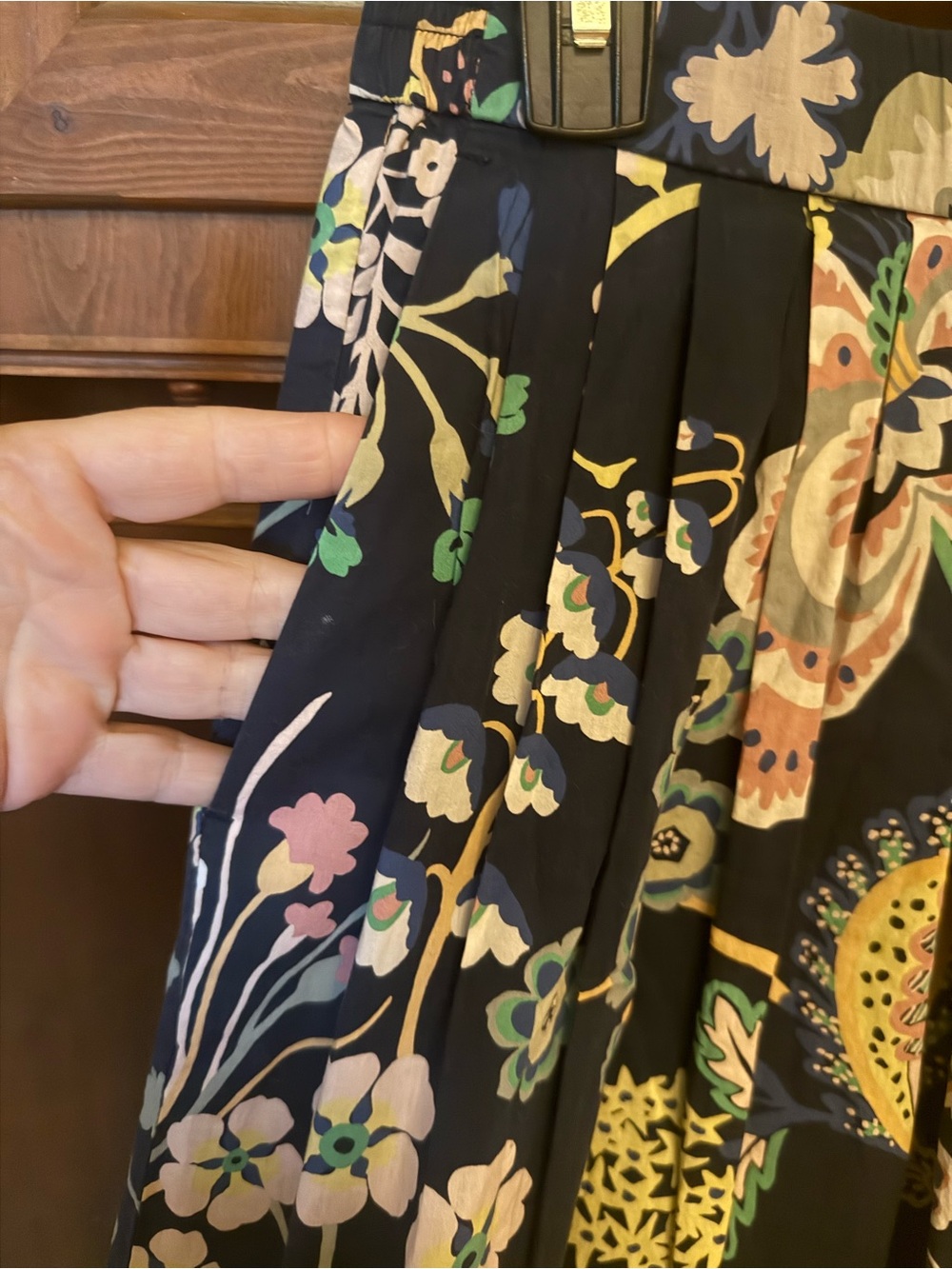 J.Crew Floral A-Line Skirt in floral Symphony, print Navy and Pastel Colors 2 - Picture 4 of 9